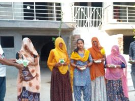 Distributed seeds to women for kitchen garden
