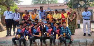 School staff honored the players of Avikanagar school, who were runners-up