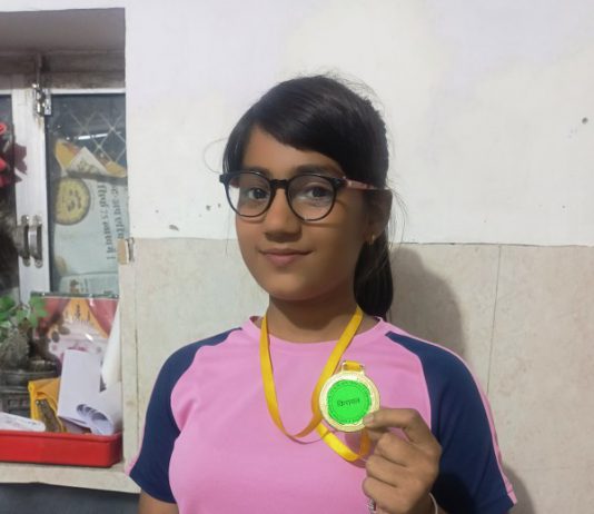 Kashish Sharma won the Gold Medal in the 66th District Level Under-17 Gymnastics Competition Kirawal
